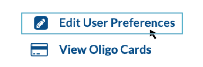 Arrow hovering over user preferences